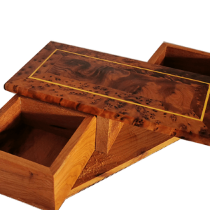 T1- Cukklinks Magical Box- 2 Draws Thuya Burl Box 18x8 cm