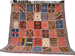Handmade Square Moroccan Berber Rug. Camel Wool Carpet